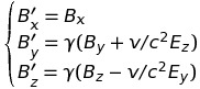 Transformation de Lorentz pour le champ magnétique